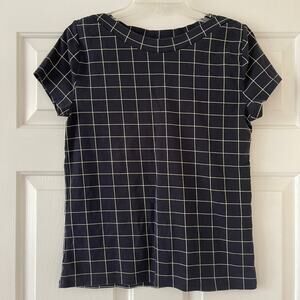 L Ann Taylor Navy and White Check Top